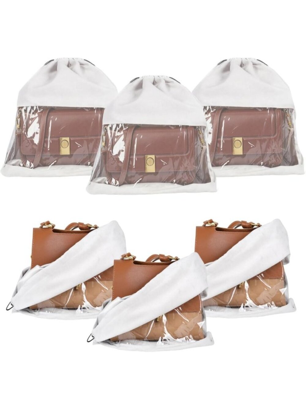 6 Pack Velvet Purse Dust Bags - Handbag Covers in 2 Sizes for Protection